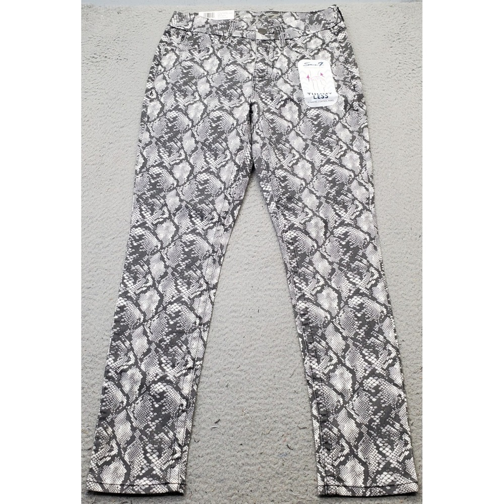 Seven7 Jeans Womens 8 Multi Snake Print Denim‎ Slimming Tummyless Hi Rise Skinny